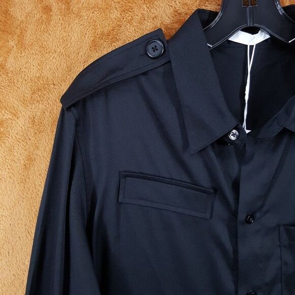 HELMUT LANG Shirt Mens XS Black Button Up Long Sleeve Pocket EPAULETTE $395 - Picture 4 of 10
